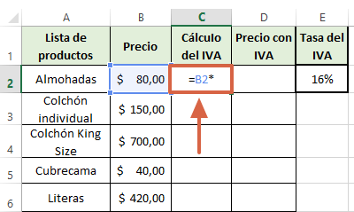 Cómo calcular el IVA en Excel de forma automática paso 2
