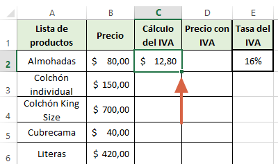 Cómo calcular el IVA en Excel de forma automática paso 5