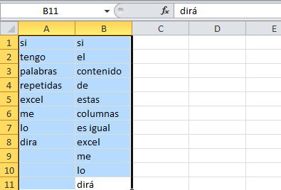 Cómo comparar columnas en Excel paso 1