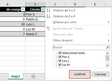 Como hacer una tabla en Excel con opciones para ordenar y filtrar