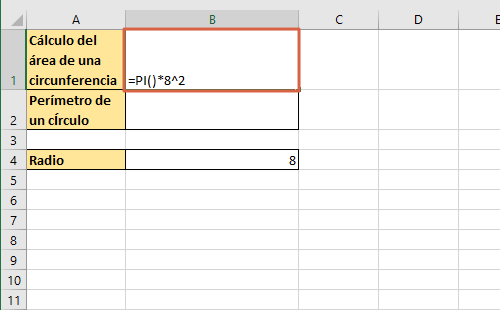 Como usar o poner la funcion PI en Excel paso 1