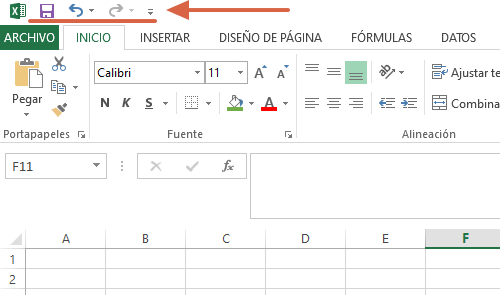 Barra de acceso rápido en Excel