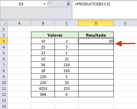 Cómo multiplicar dos columnas en Excel paso 5