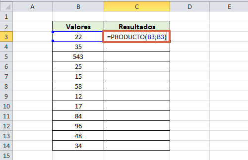 Cómo multiplicar una columna por sí misma en Excel paso 4
