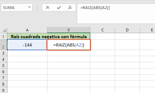 Como calcular la raíz cuadrada en Excel de un numero negativo