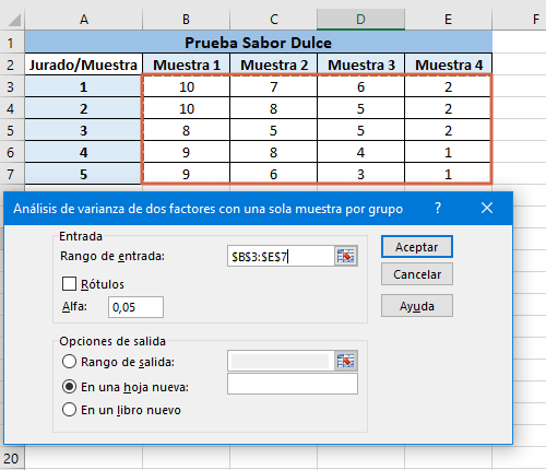 Como crear e interpretar una tabla ANOVA en Excel con dos factores paso 3