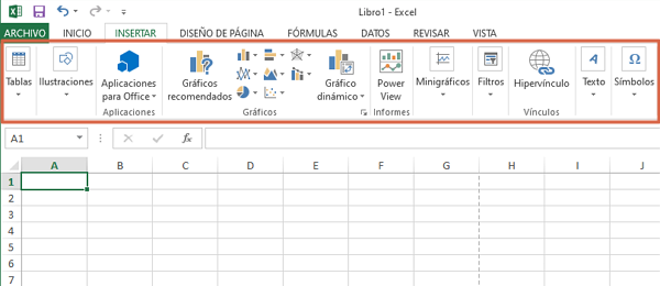 Pestaña Insertar en Excel