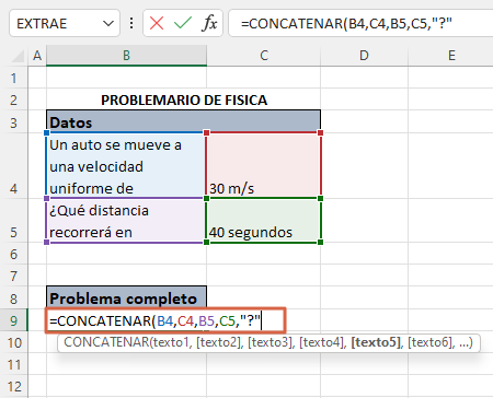 Como usar la funcion CONCATENAR en Excel paso 3
